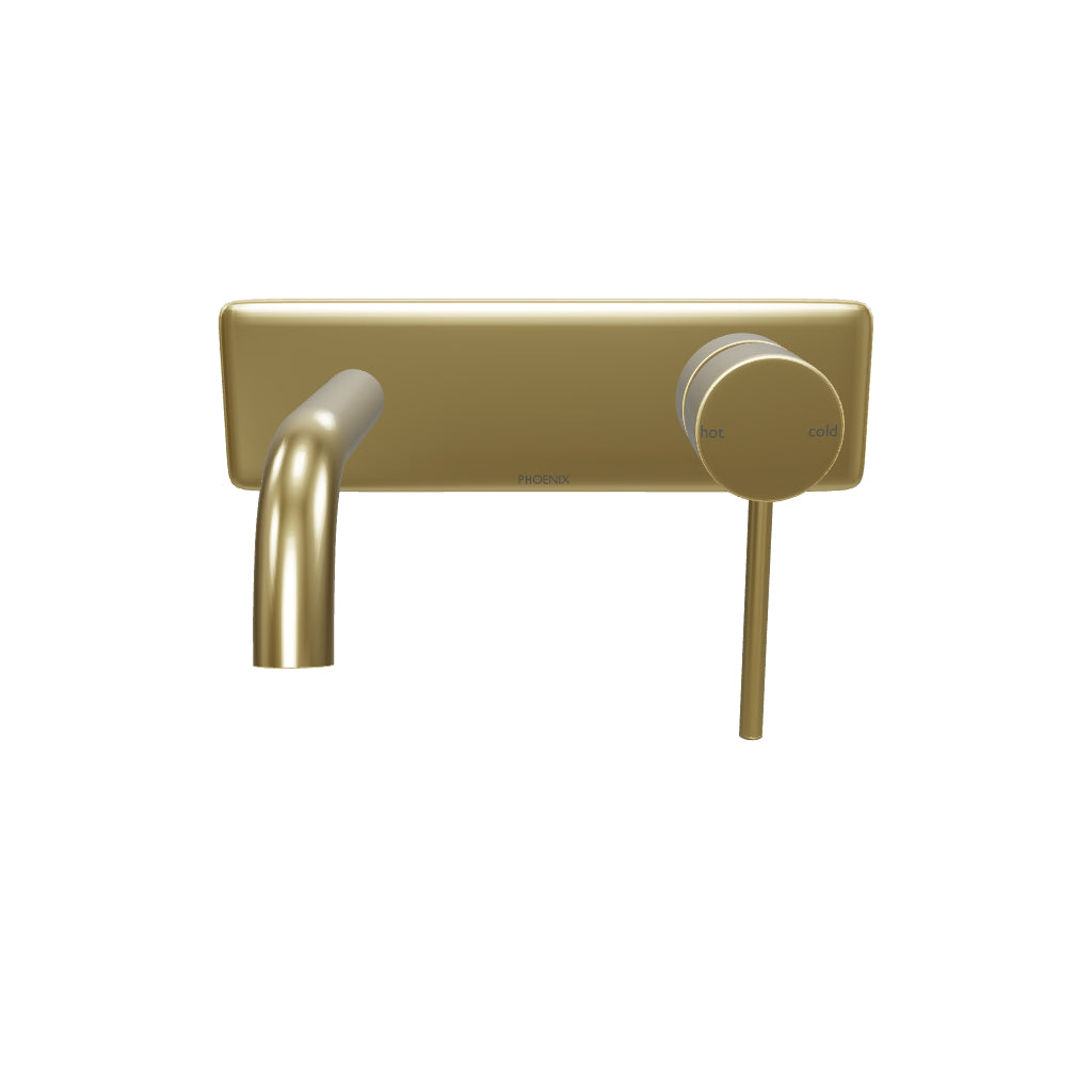 Phoenix Vivid Slimline Wall Basin Set 180mm Curved-Brushed Gold 3D Model - The Blue Space