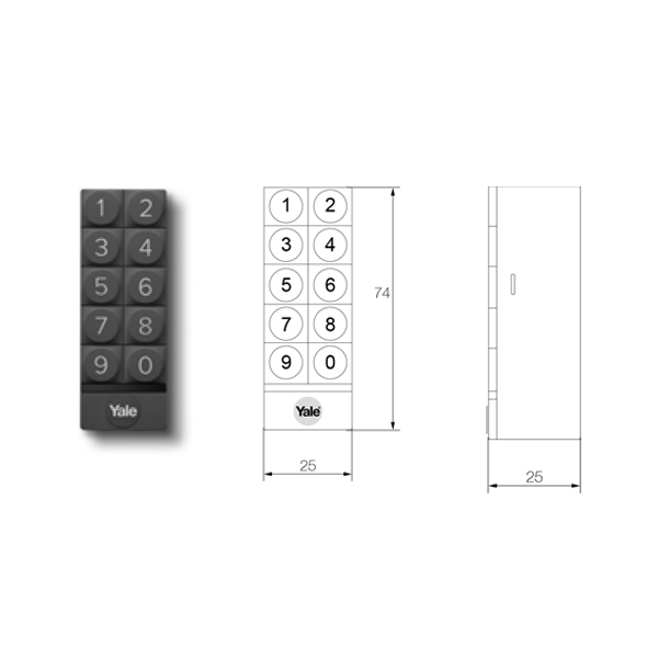 Technical Drawing - Lockwood Yale Smart Keypad Black