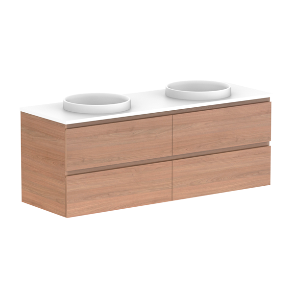 Glacier Full Depth All Drawer Slim 1500mm Wall Hung Double Bowl Benchtop | The Blue Space