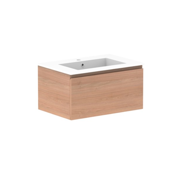 Glacier Full Depth All Drawer Slim 750mm Wall Hung Centre Bowl in Cast Marble Moulded Top | The Blue Space