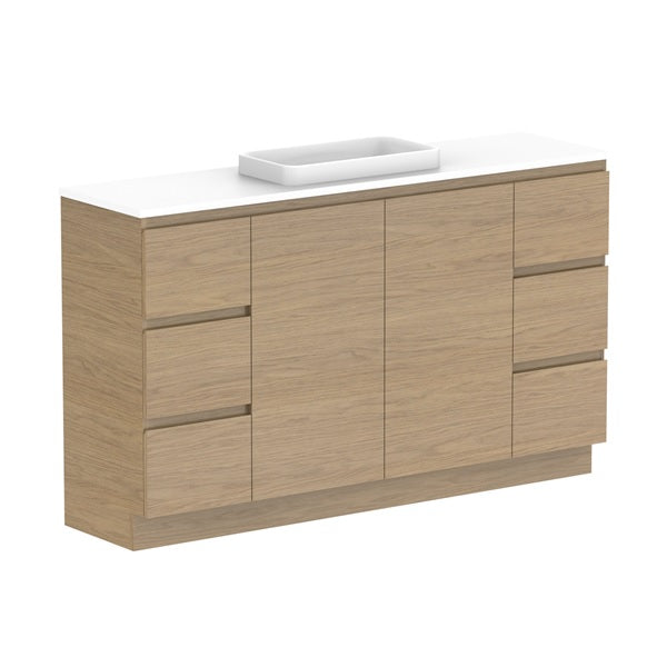 Glacier Ensuite Door & Drawer Trio 1500mm Floor Mount Centre Bowl Benchtop | The Blue Space