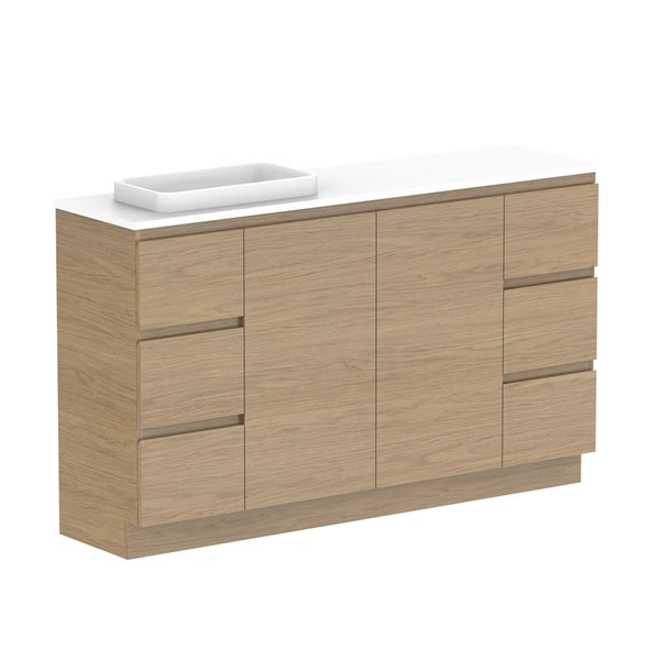 Glacier Ensuite Door & Drawer Trio 1500mm Floor Mount Left Bowl Benchtop | The Blue Space