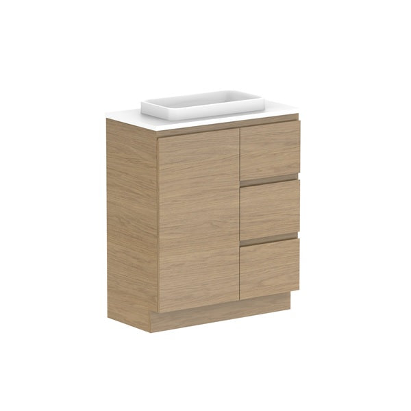 Glacier Ensuite Door & Drawer Trio 750mm Floor Mount Centre Bowl Benchtop | The Blue Space
