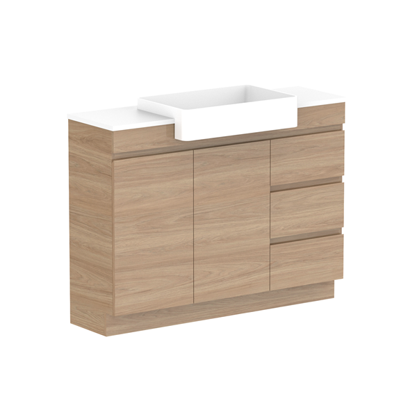 ADP Glacier Semi Recessed Door & Drawer Trio Benctop 1200 Centre Bowl | The Blue Space