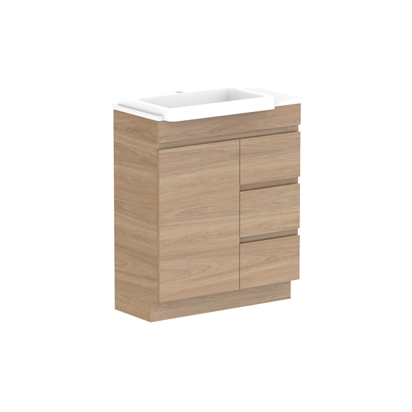 ADP Glacier Semi Recessed Door & Drawer Trio Benchtop 750 Left Bowl | The Blue Space