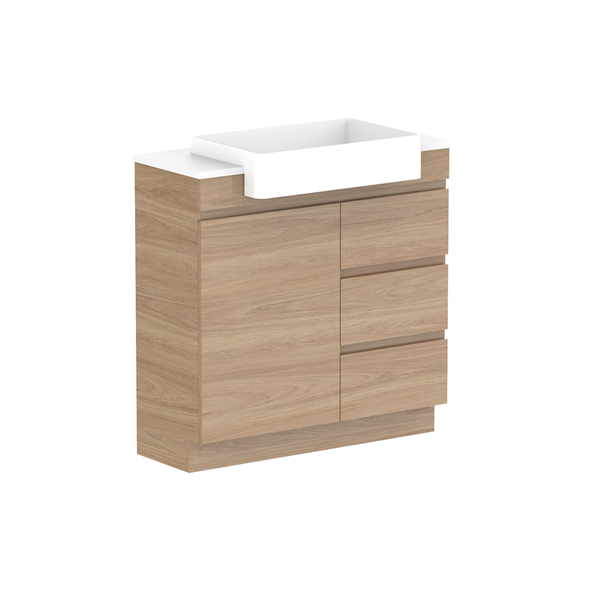 ADP Glacier Semi Recessed Door & Drawer Trio Benchtop 900 Centre Bowl | The Blue Space
