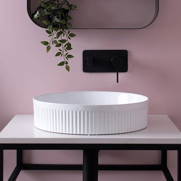 ADP Round Fluted 410 x 410 Above Counter Basin White
