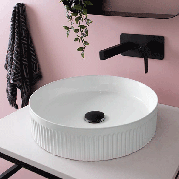 ADP Round Fluted 410 x 410 Above Counter Basin White