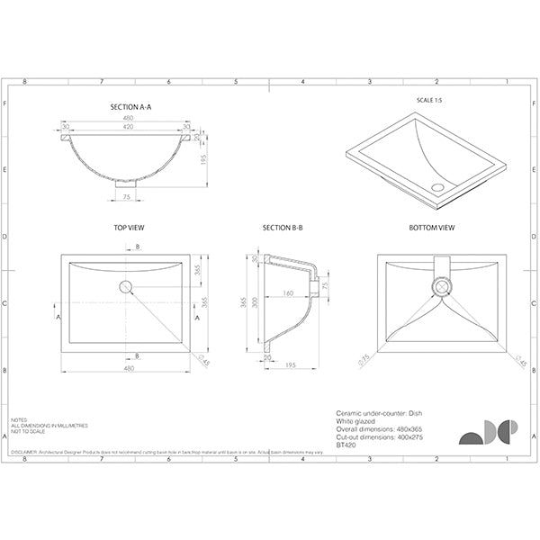 ADP Dish Under Counter Basin by ADP - The Blue Space