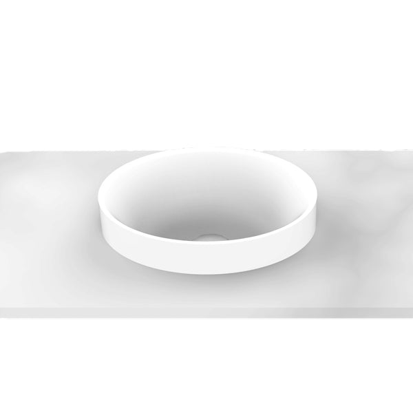 ADP Joy Semi Inset Solid Surface Basin for small bathrooms at The Blue Space