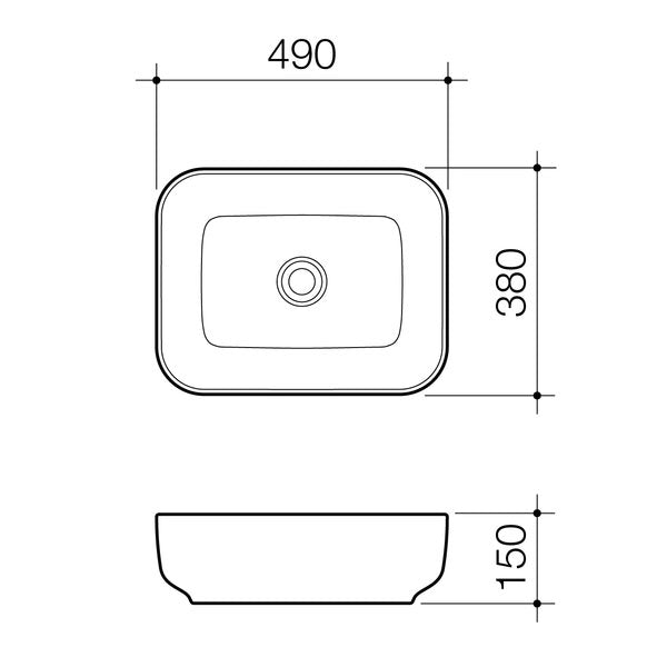 Caroma Artisan Above Counter Basin- Rectangle 490mm by Caroma - The Blue Space