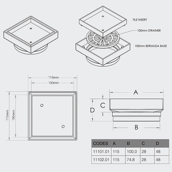 Bounty Brassware Bermuda Standard Floor Waste Tile Insert by Bounty Brassware - The Blue Space