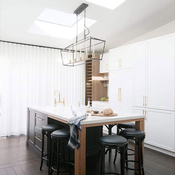 Café Lighting Le Mans Long ES 5 Light Pendant Black