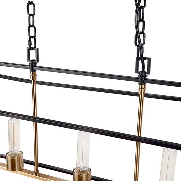 Café Lighting Le Mans Long ES 5 Light Pendant Black