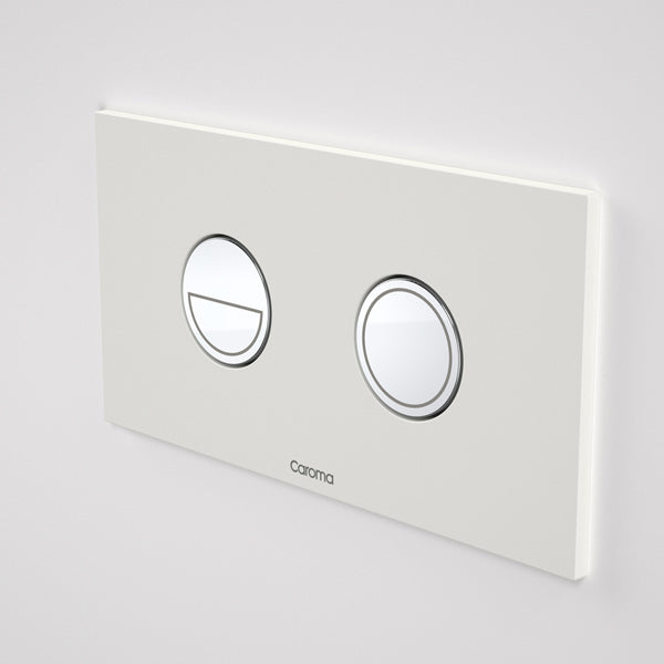 Caroma Invisi Series II Round Dual Flush Metal Plate & Buttons Neutral - White