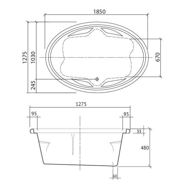 Decina Duo Contour Spa Bath 1850mm