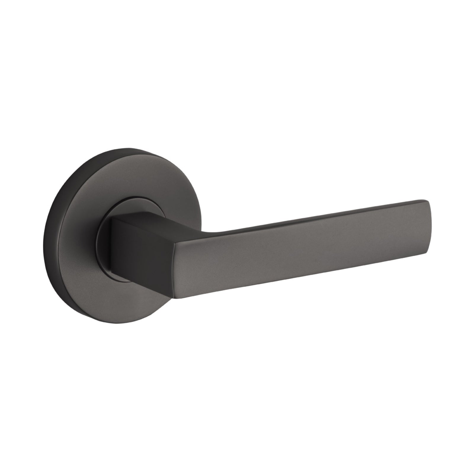 Lane Oxford Passage Lever Door Handle Set On Round Rosette Gun Metal Grey L512344 - The Blue Space
