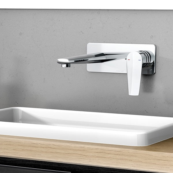 Phoenix Arlo Lead Free Wall Basin / Bath Mixer Set 200mm Trim Kit Only Chrome