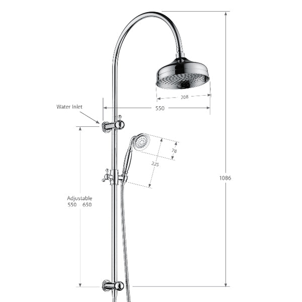 Fienza Lillian Multifunction Rail Shower - Brushed Nickel
