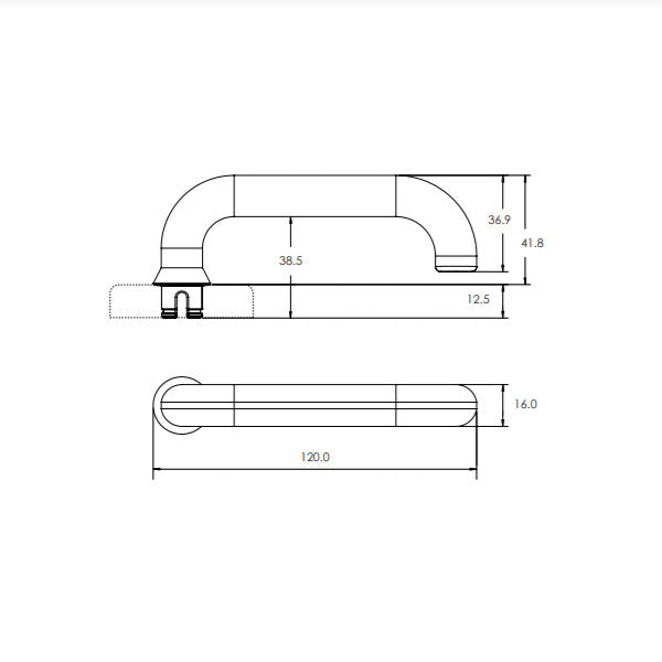 Lockwood Gidgee L37 Velocity Privacy Lever Set Large Round Rose Matte Black - Technical Drawing