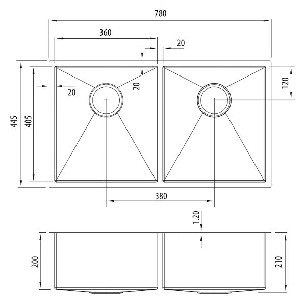 Oliveri Spectra double bowl stainless sink NTH