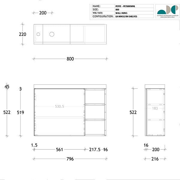 ADP Petite Shelf Vanity