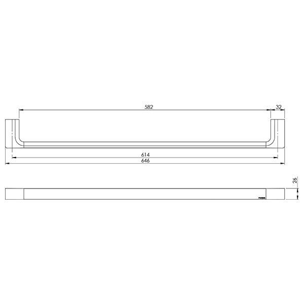 Phoenix Gloss Single Towel Rail - Brushed Nickel