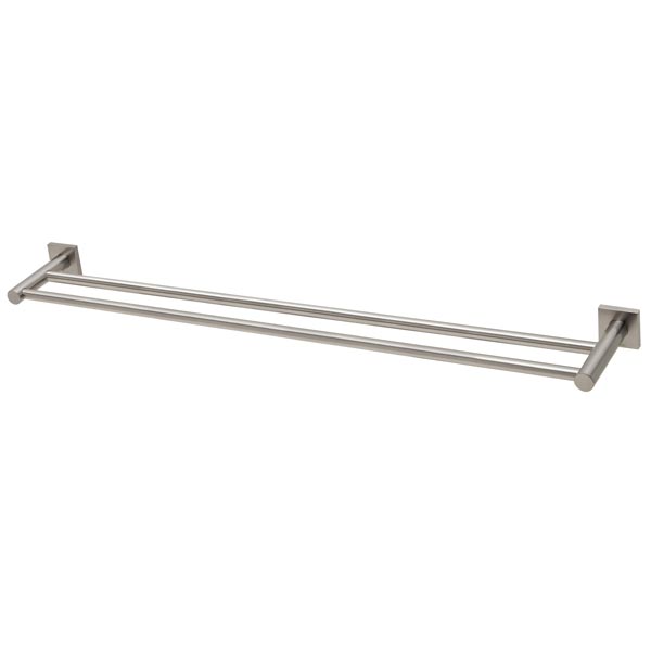 Phoenix Radii Double Towel Rail Square Plate - Brushed Nickel