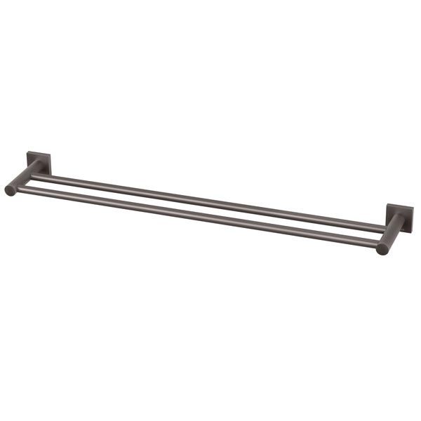 Phoenix Radii Double Towel Rail Square Plate - Gun Metal