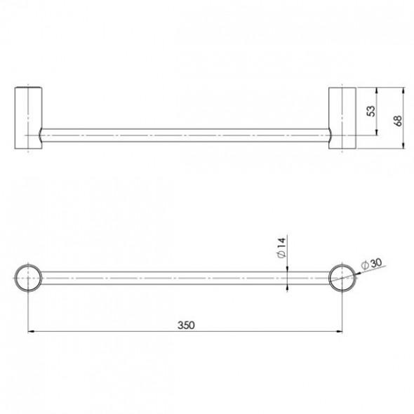 Phoenix Vivid Slimline Hand Towel Rail Technical Drawing The Blue Space