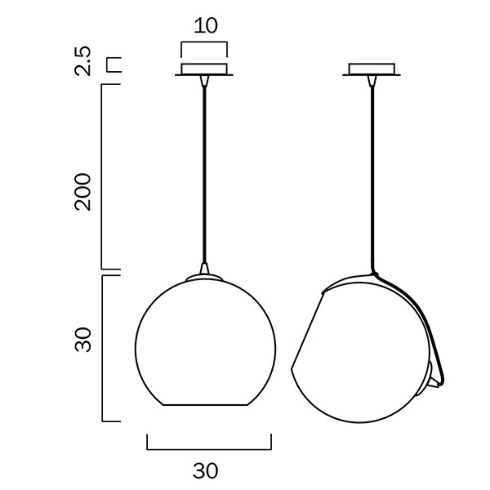 Line Drawing Telbix Bondi E27 30cm Pendant Smoke BONDIPE30-SM - The Blue Space