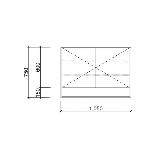 Technical Drawing - Timberline Sanremo Shaving Cabinet 1050mm - The Blue Space