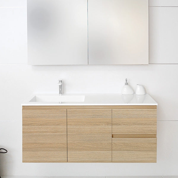ADP Glacier Lite Door and Drawer Twin Vanity with Cast Marble Top