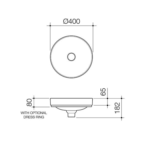 Caroma Liano II 400mm Round Inset Basin - White