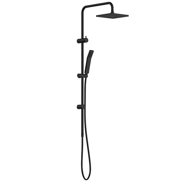 Clark Square II Rail Shower With Overhead - Matte Black