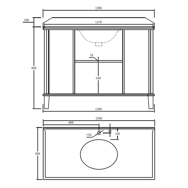 Turner Hastings Coventry 120 x 55 Single Bowl Vanity With White Marble Top