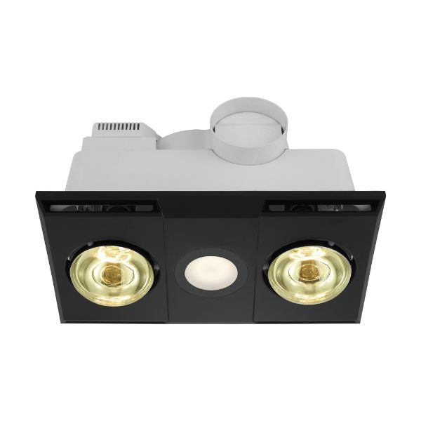 Eglo Heatflow 2 Bathroom Heater Exhaust Fan Light in Black - The Blue Space