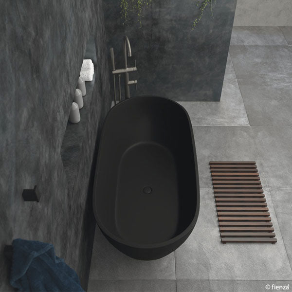 Fienza Luciana Matte Black Stone Freestanding Bath