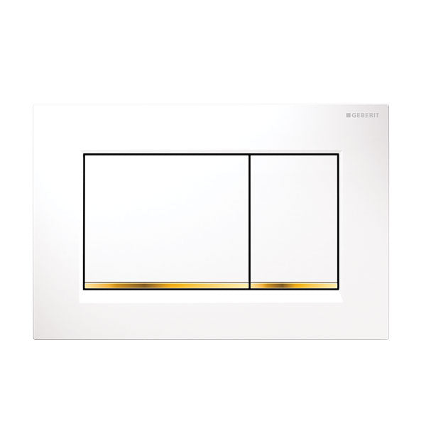 Geberit Sigma20 Square Dual Flush Plate White/Gold