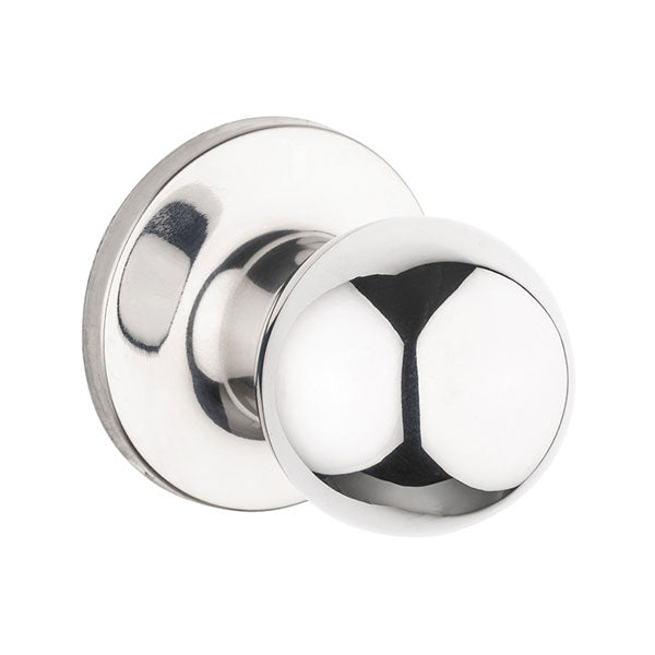 Lane Bala Passage Knob Door Handle Set On Round Rosette Polished Stainless Steel