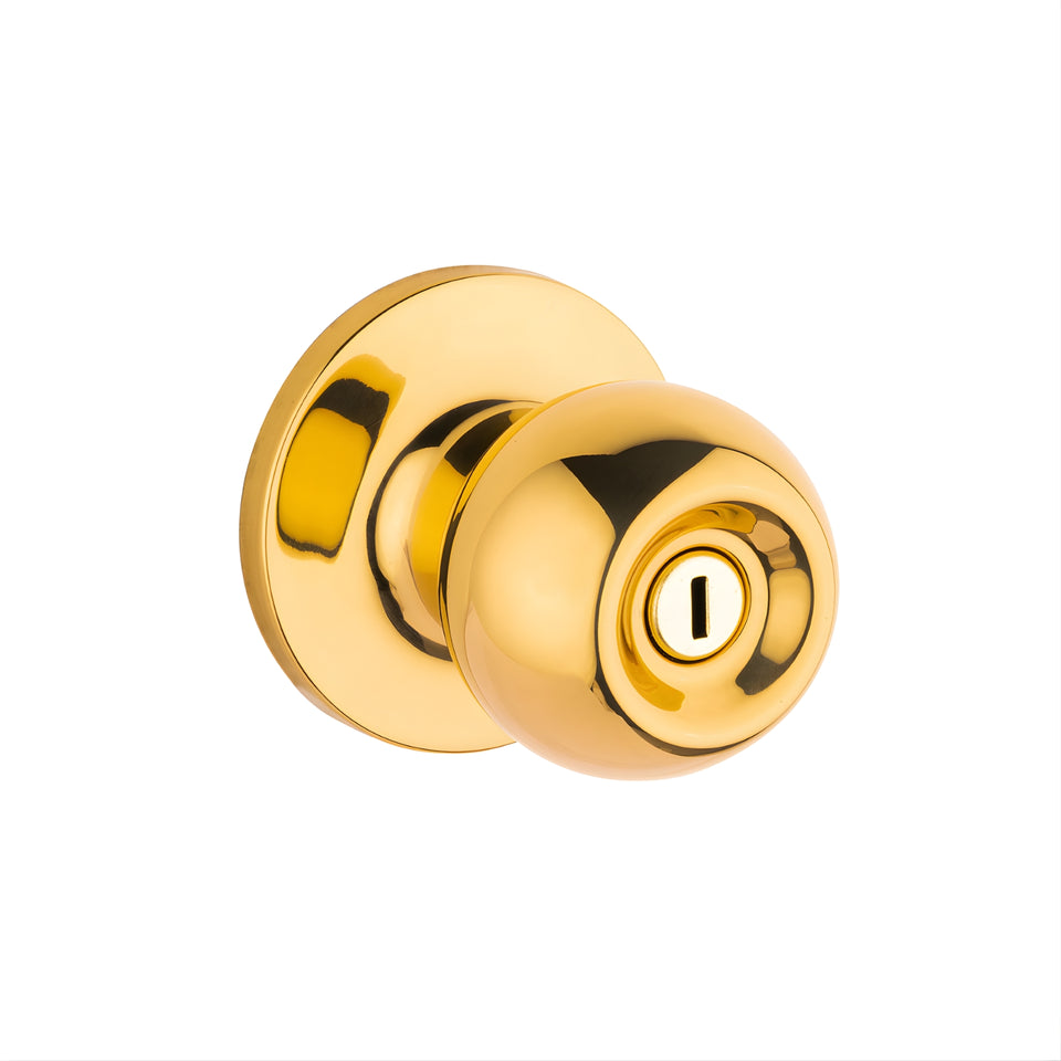 Lane Bala Privacy Knob Door Handle Set Round Rosette Polished Brass