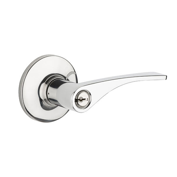 Lane Victoria Entrance Lever Door Handle Set On Round Rosette Polished Chrome