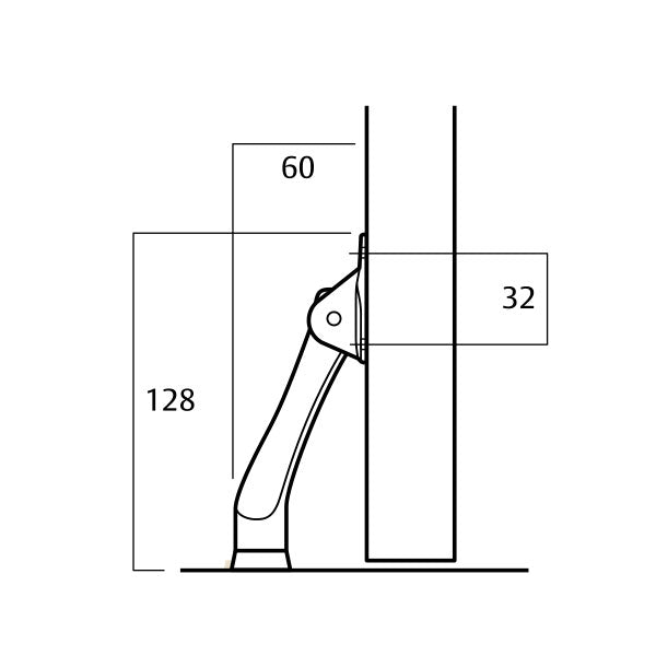 Lockwood 857 Door Stop Satin Chrome Pearl Technical Drawing - The Blue Space
