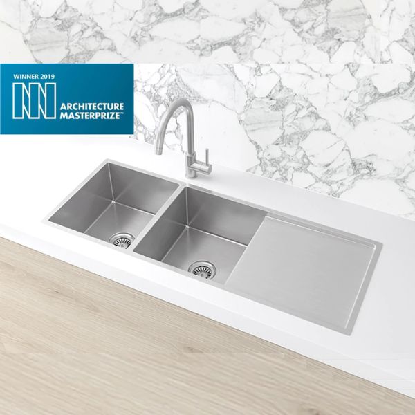 Meir Double Bowl with Drainer Kitchen Sink 1160mm - Brushed Nickel
