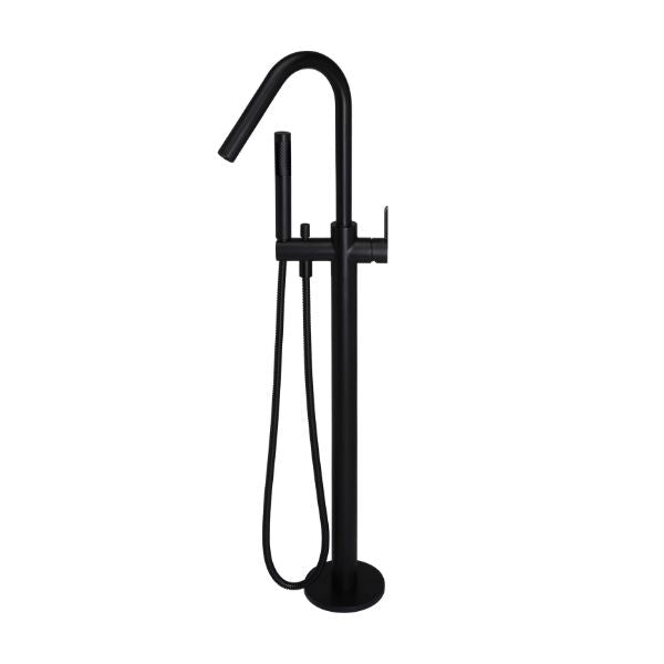 Meir Paddle Round Freestanding Bath Spout and Hand Shower Matte Black