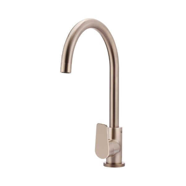 Meir Paddle Round Gooseneck Kitchen Sink Mixer Tap Champagne