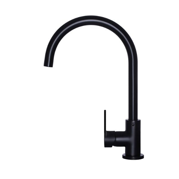 Meir Paddle Round Gooseneck Kitchen Sink Mixer Tap Matte Black
