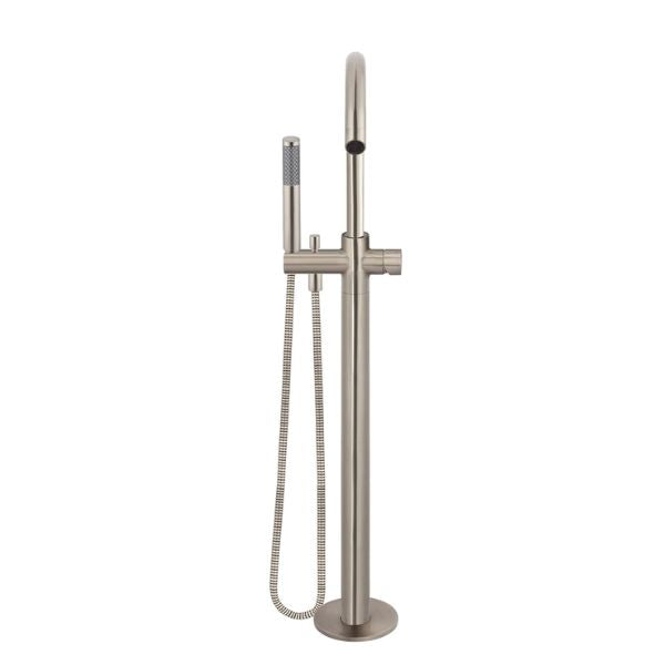 Meir Pinless Round Freestanding Bath Spout and Hand Shower Champagne