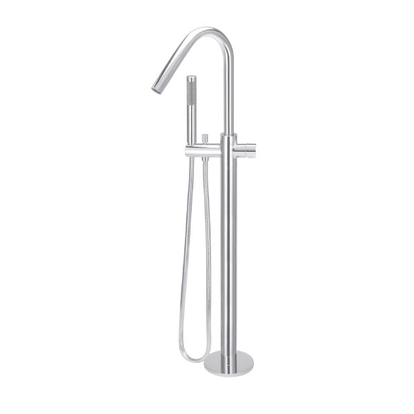 Meir Pinless Round Freestanding Bath Spout and Hand Shower Chrome