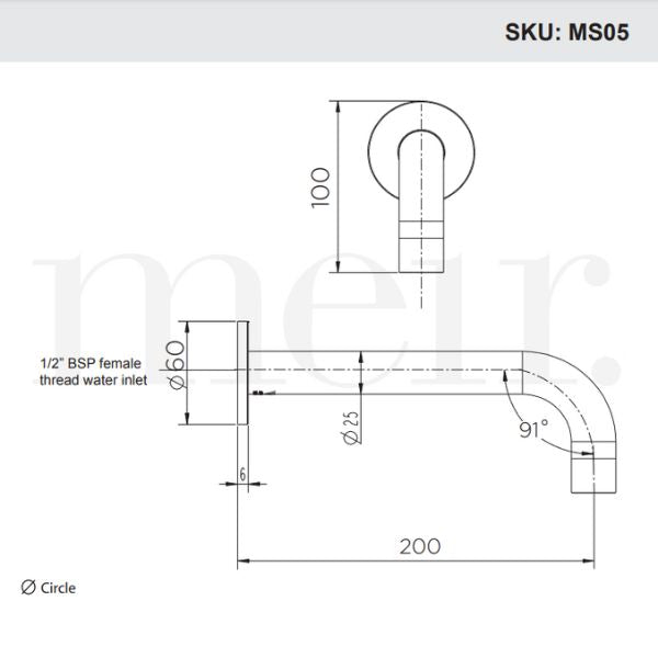 Meir Round Curved Spout 200mm - Shadow